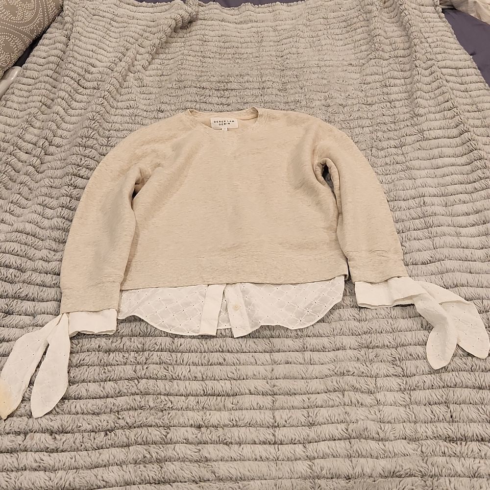 Cream Derek Lam denim sweatshirt with blouse underlay size S